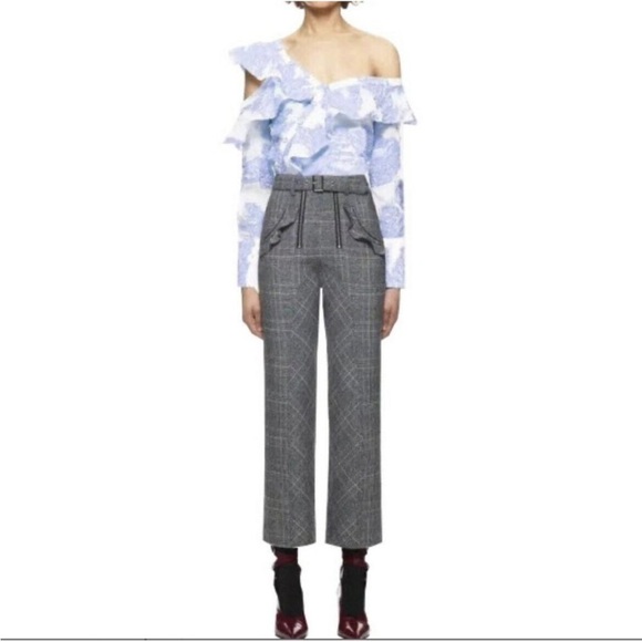 Self-Portrait Blue Ruffled One-Shoulder Blouse - Picture 4 of 15